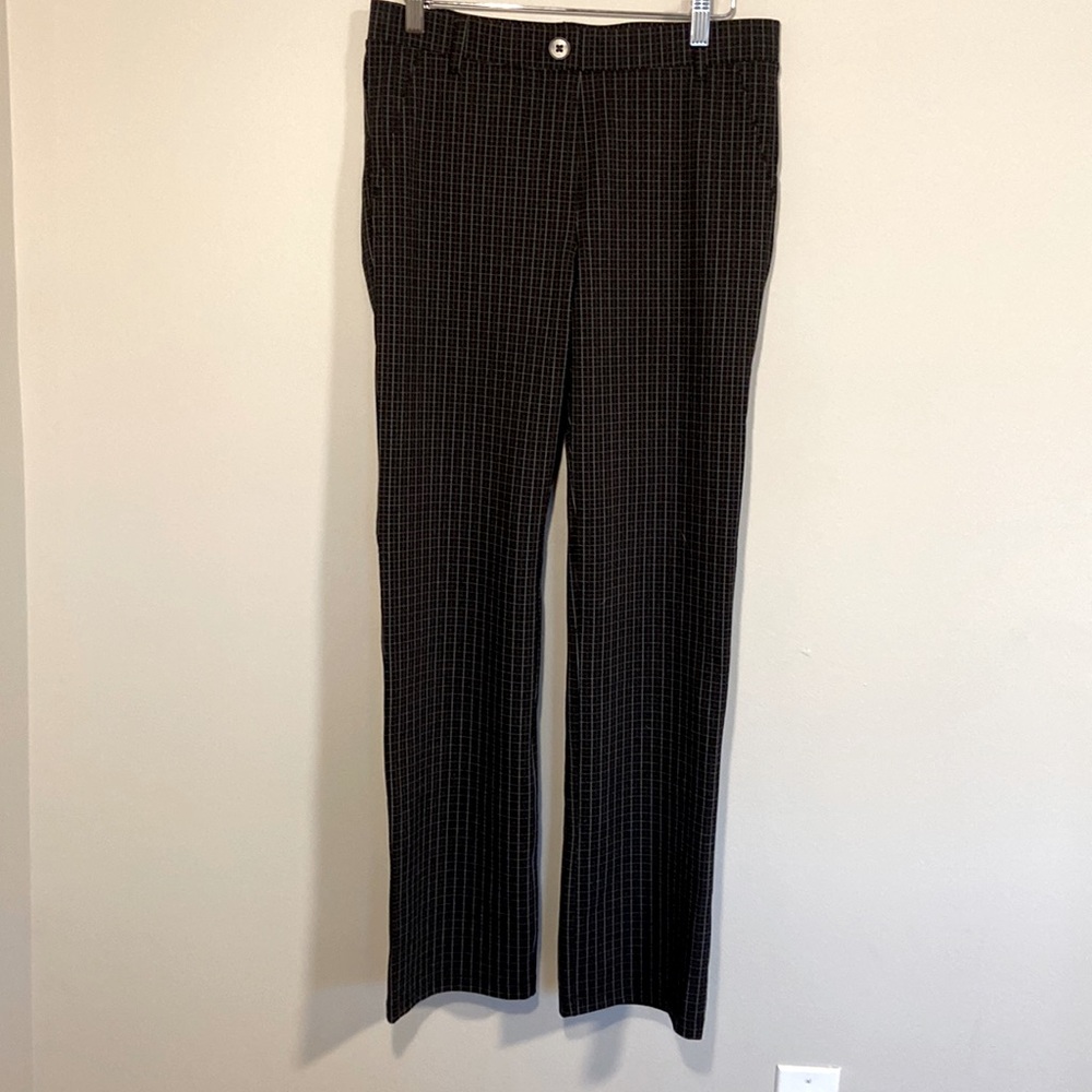 Betabrand Black Plaid Straight Leg Yoga Pants